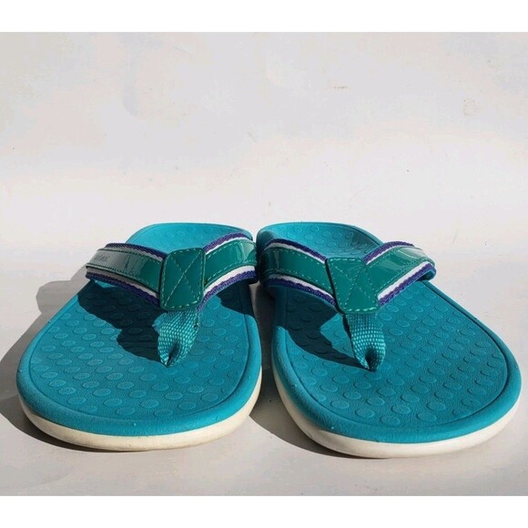 Vionic Womens Tide Sport Supportive Sandal Sz 6 Green w/Blue Trim Thong Orthotic - Picture 5 of 12